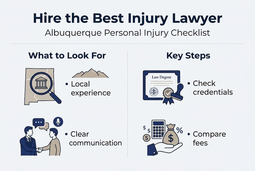 Checklist infographic for hiring injury lawyer