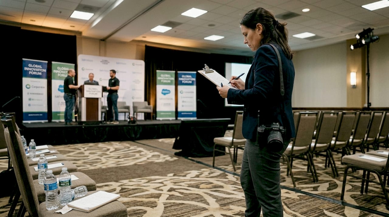 Photographer reviewing event workflow checklist