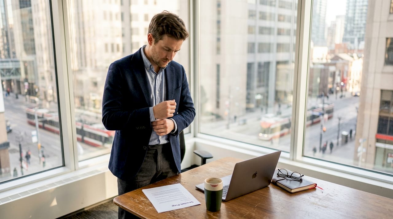 Professional preparing for business headshot session