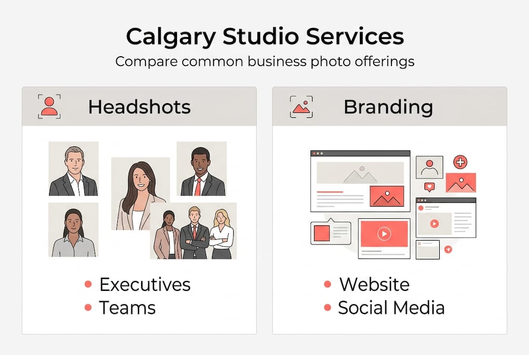 Infographic comparing Calgary studio photo services