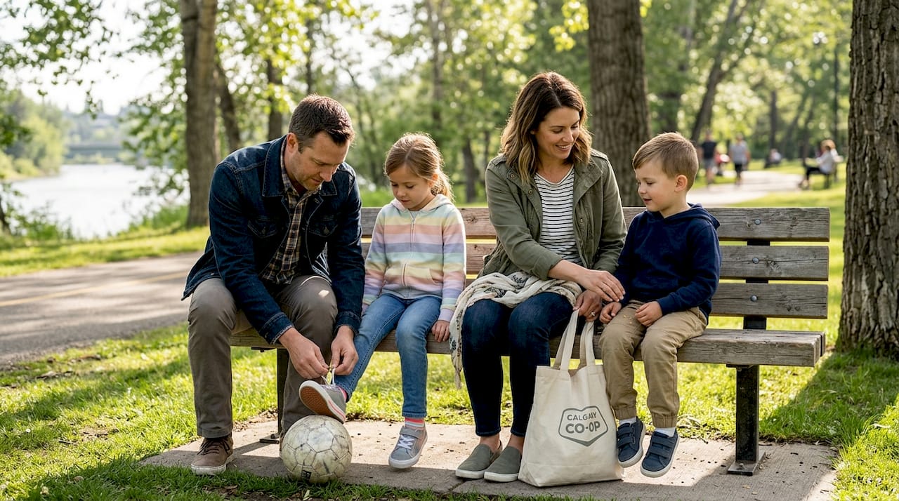 Family candid portrait in Calgary park