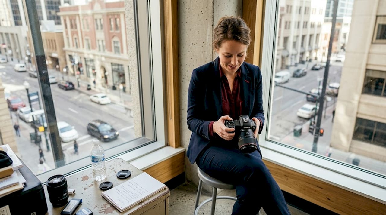 Professional reviews headshots in downtown Calgary office