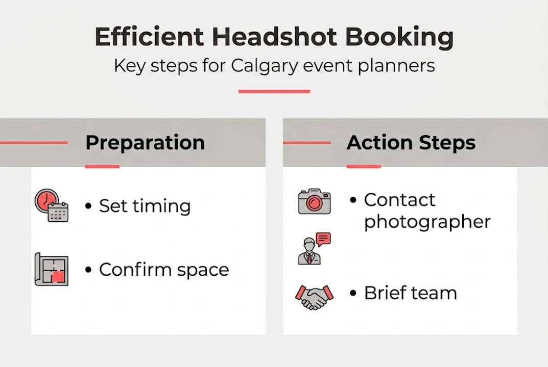 Infographic detailing efficient headshot event booking steps