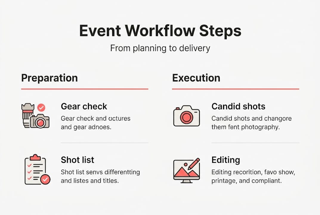 Infographic outlining event photography steps