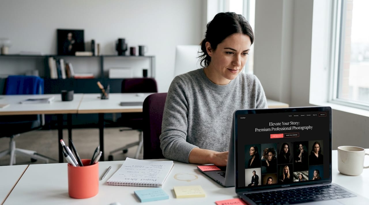 Designer viewing website professional photos