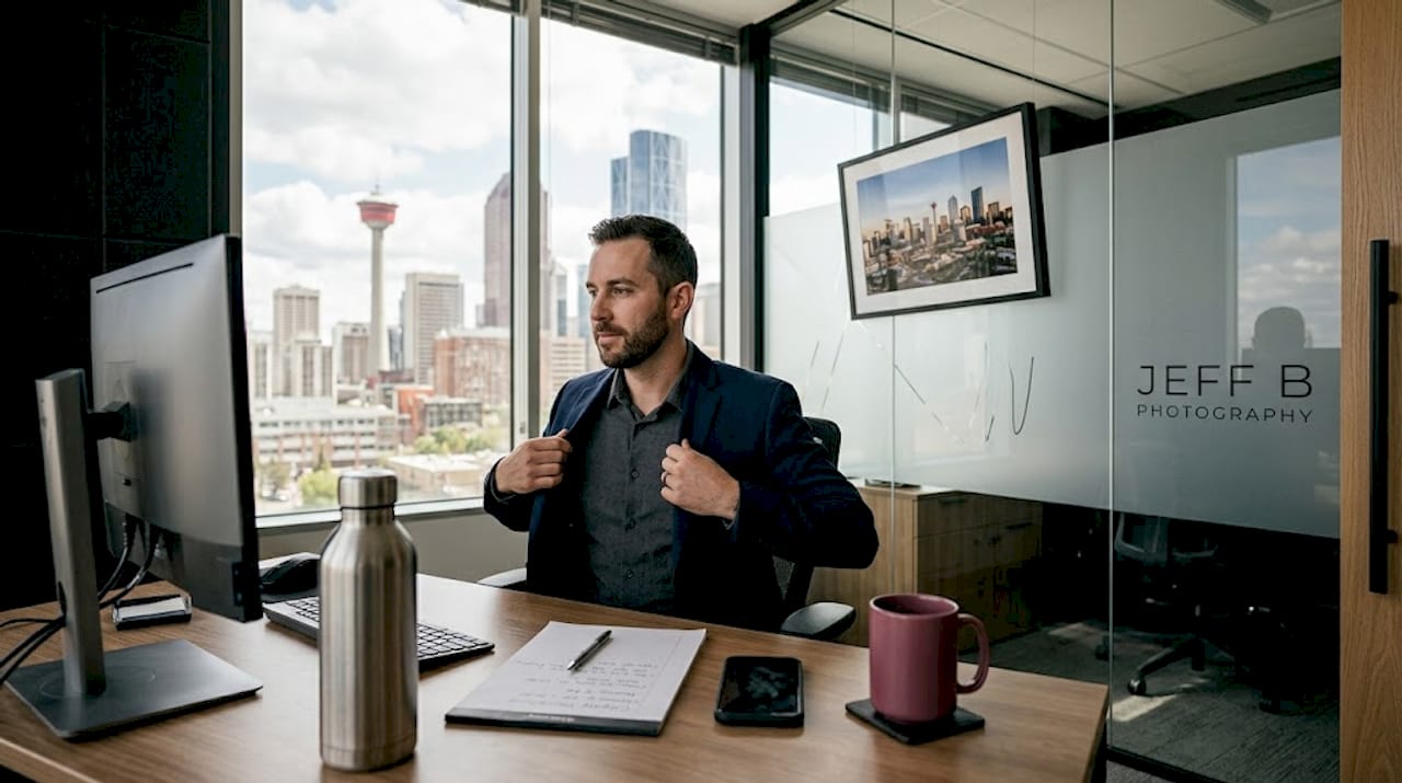 Business professional working in Calgary office