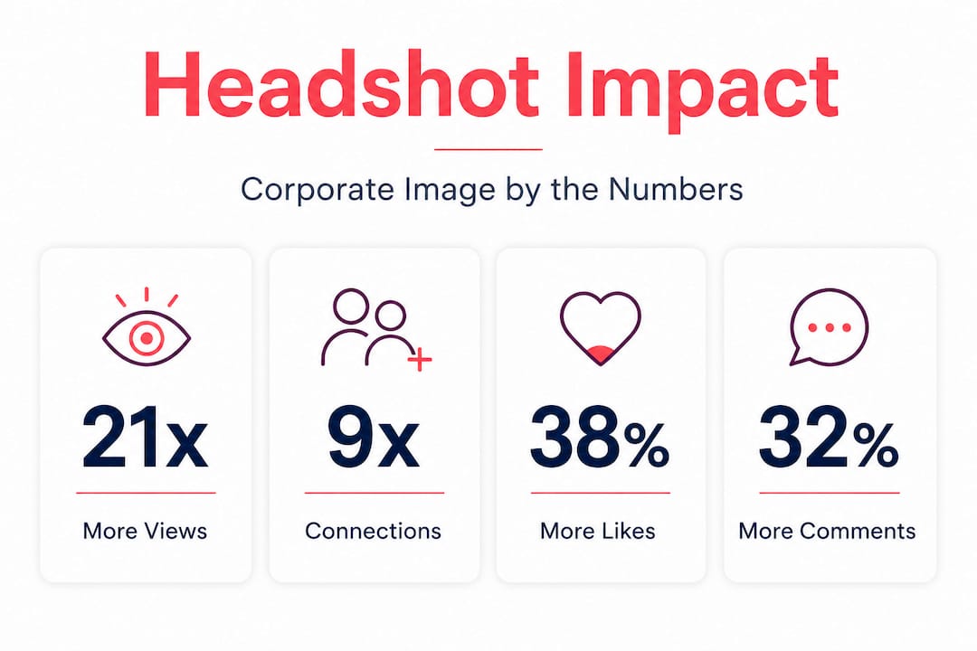 Infographic with stats about headshot engagement