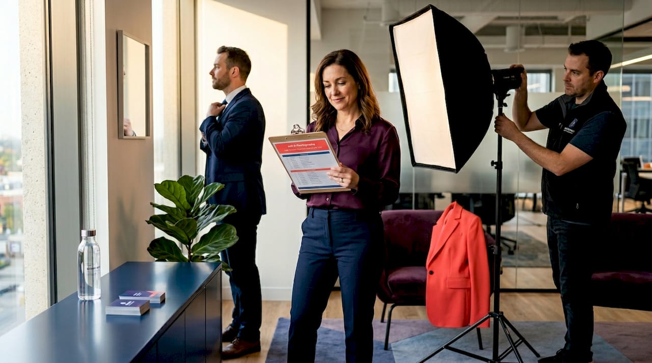 HR manager coordinates headshot photo process