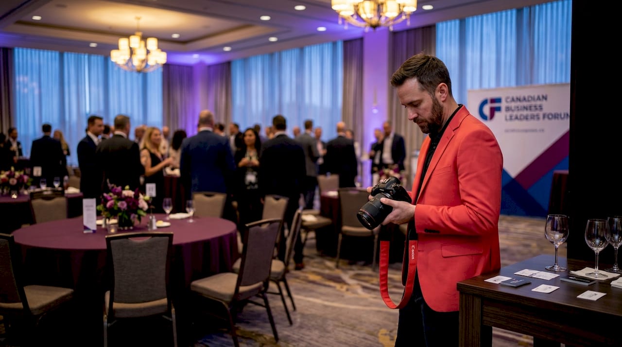 Photographer capturing candid corporate event moments