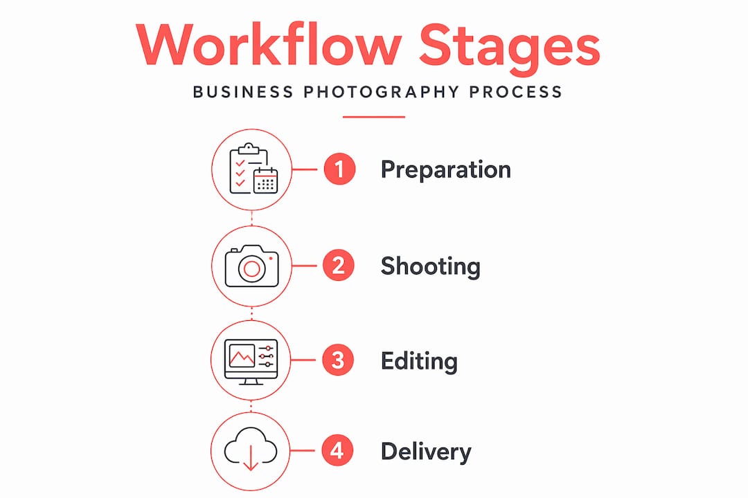 Infographic showing business photography workflow steps