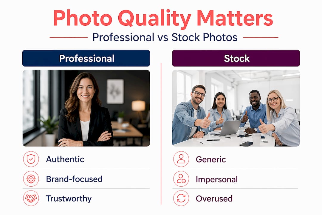 Infographic comparing professional and stock photography