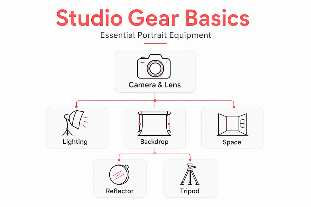 Infographic of essential studio equipment hierarchy