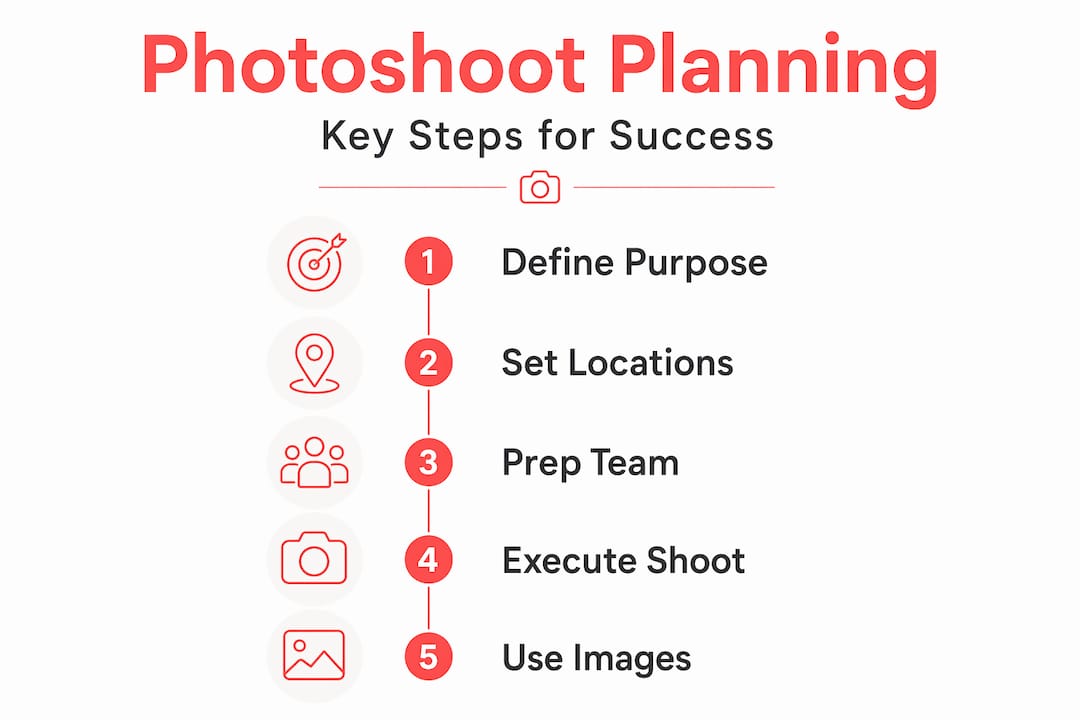 Infographic showing five-step photoshoot planning process