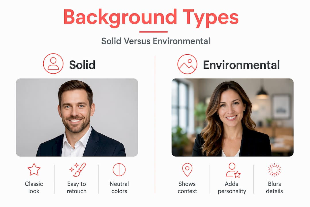 Infographic comparing solid and environmental backgrounds