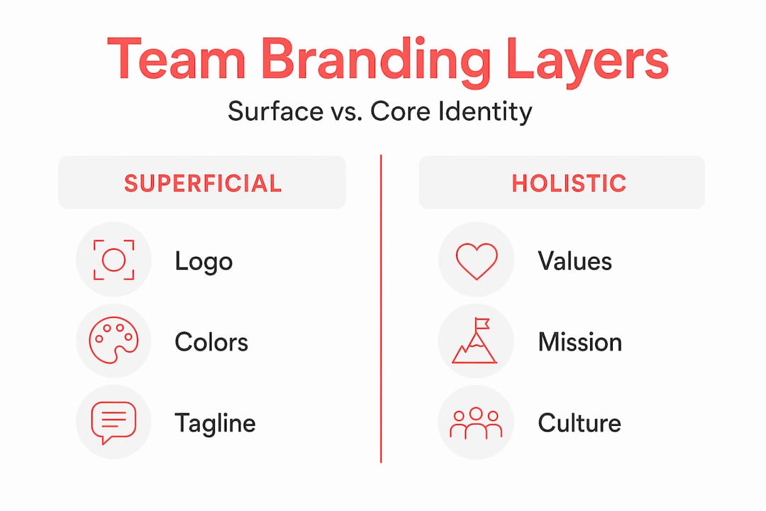 Infographic comparing superficial and holistic branding