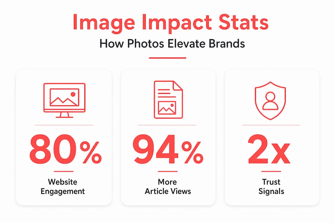 Infographic showing stats for photo impact on branding