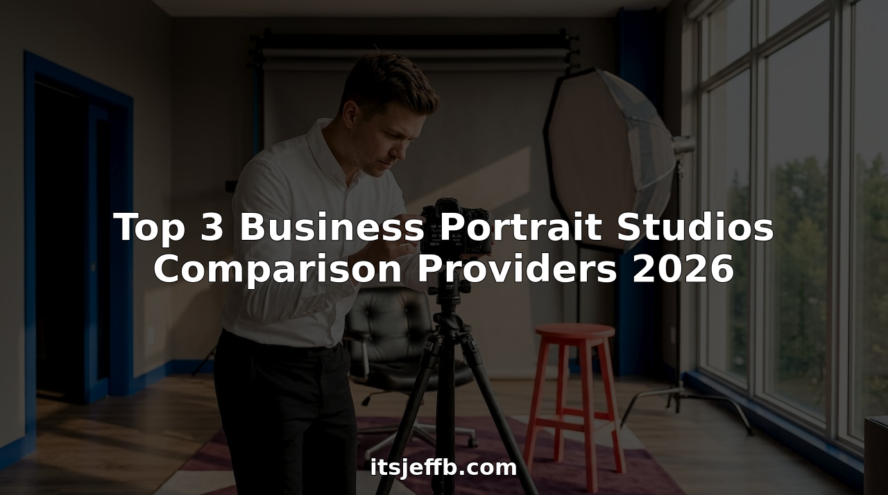 Business portrait photographer setting studio lighting