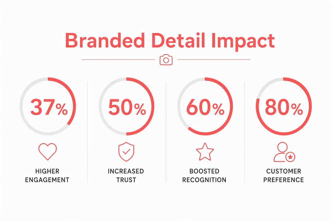 Infographic showing key statistics on branded detail photography benefits