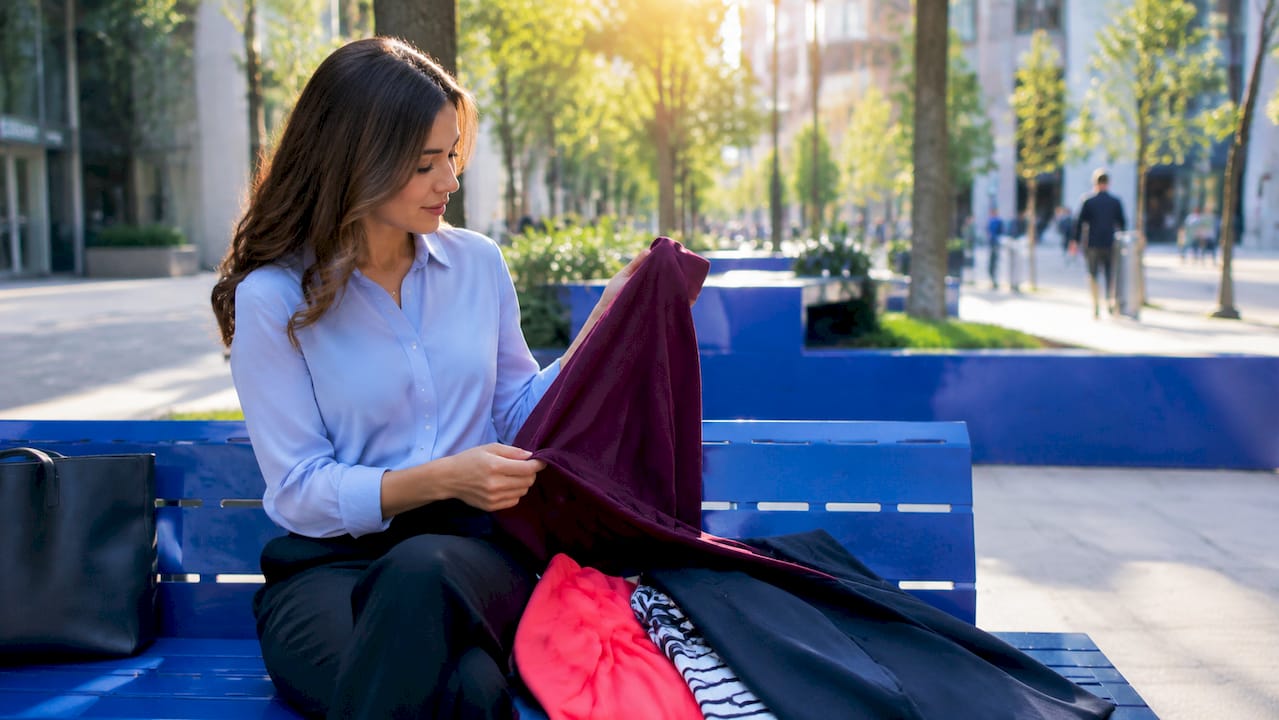 Woman preparing for professional headshot session