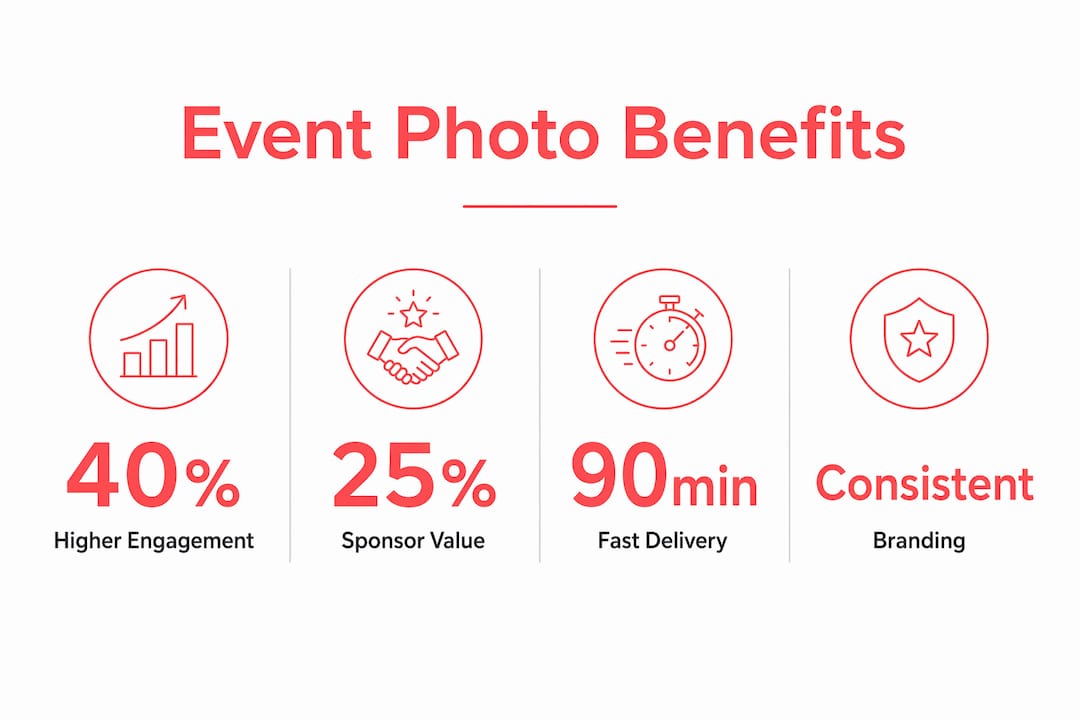 Infographic showing key benefits of event highlight photos