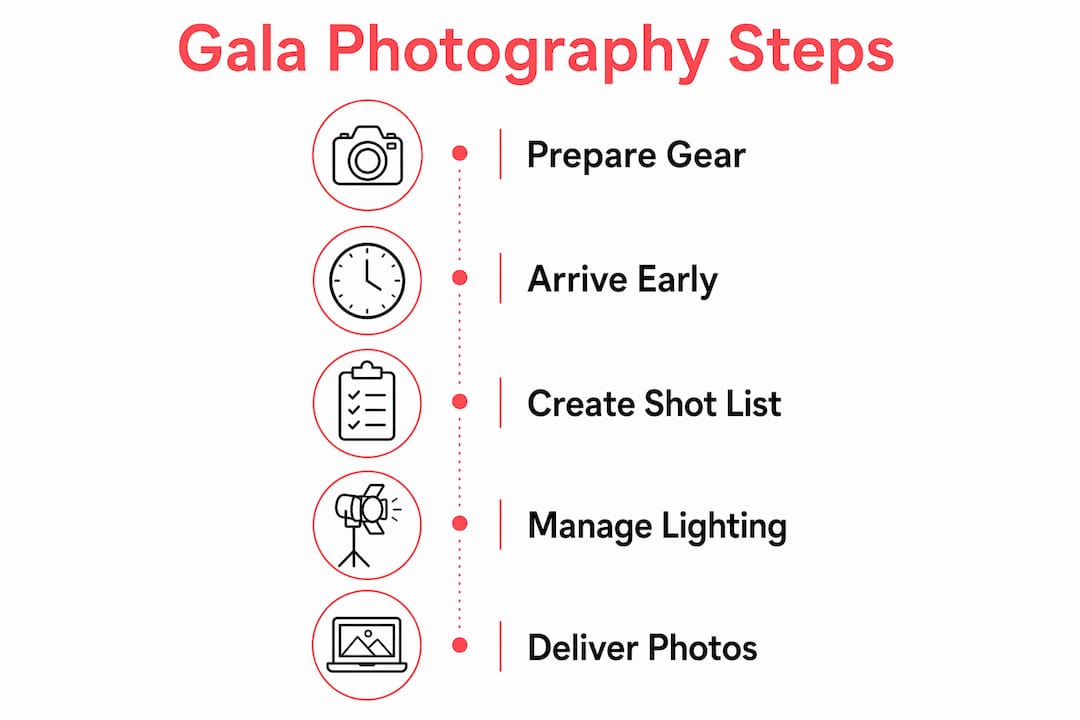 Infographic showing gala photography steps