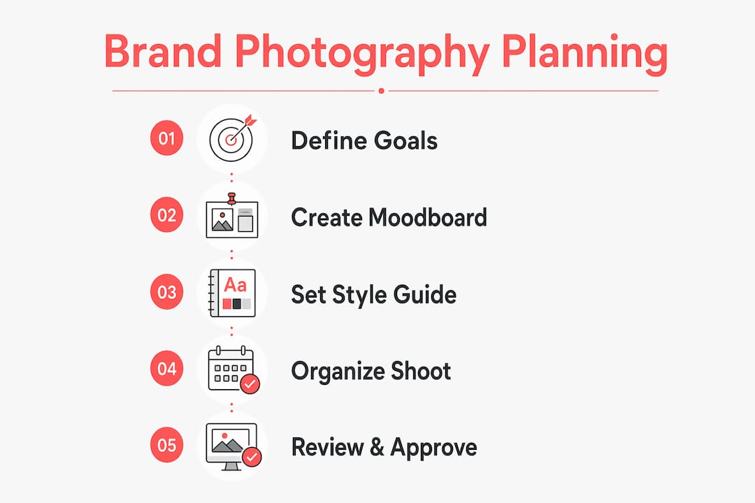Infographic outlining brand photography planning steps