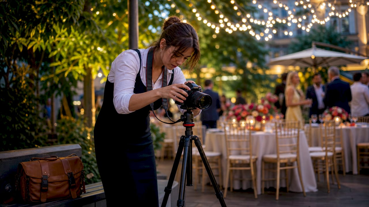 Photographer capturing corporate gala event highlights