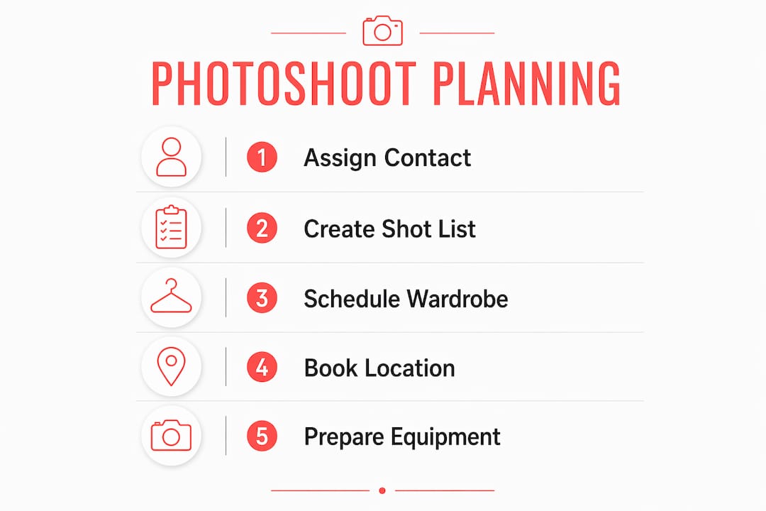 Infographic outlining business photoshoot planning steps