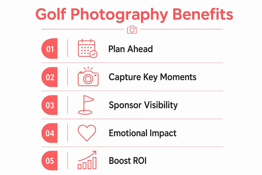 Infographic showing key benefits of golf event photography