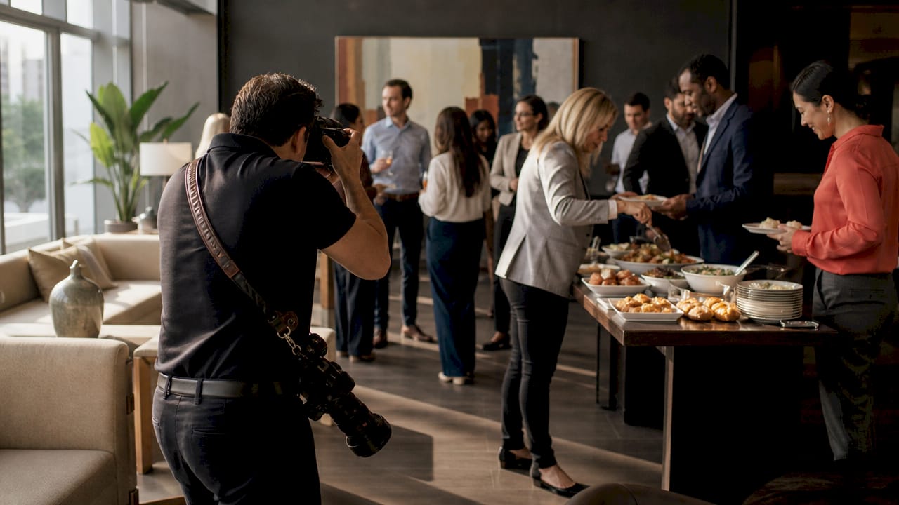 Photographer capturing candid office event