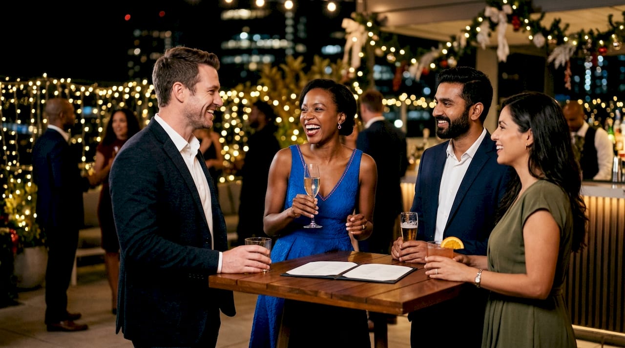 Group enjoying corporate holiday party