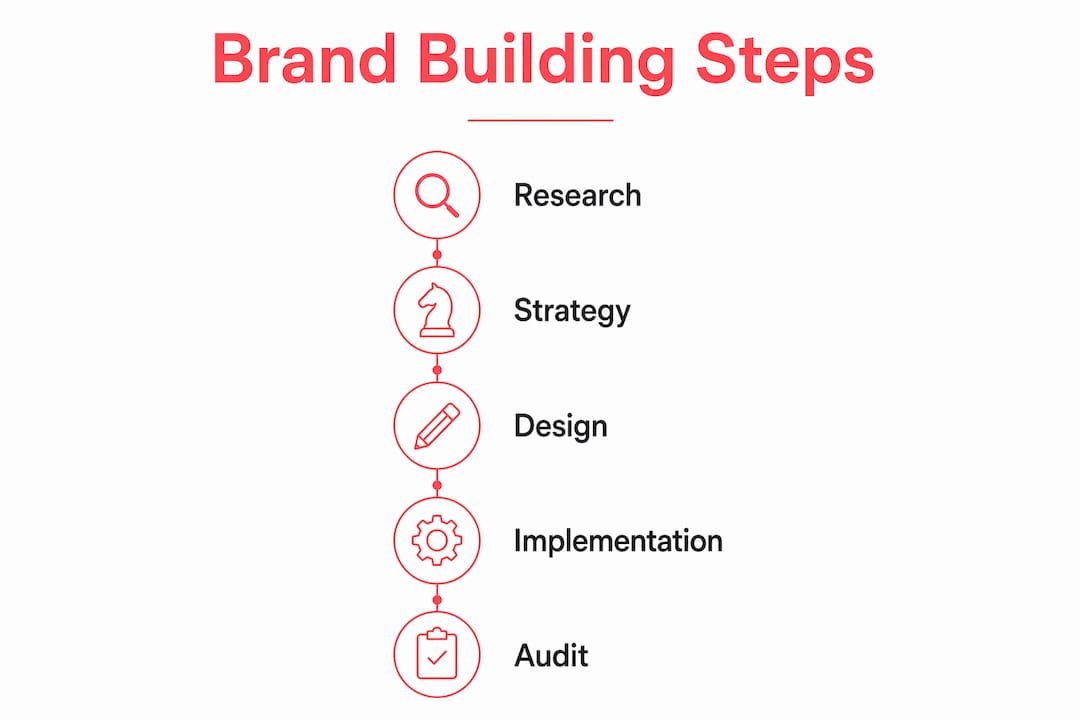 Infographic of the brand building process steps