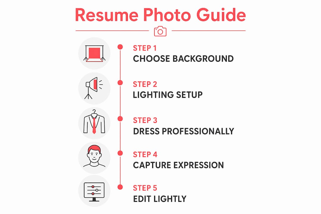 Infographic with resume photo guide steps