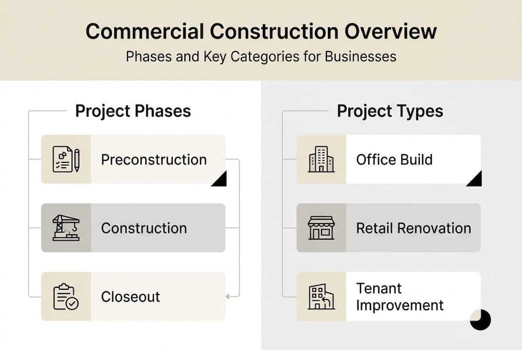 Infographic outlines construction phases and types