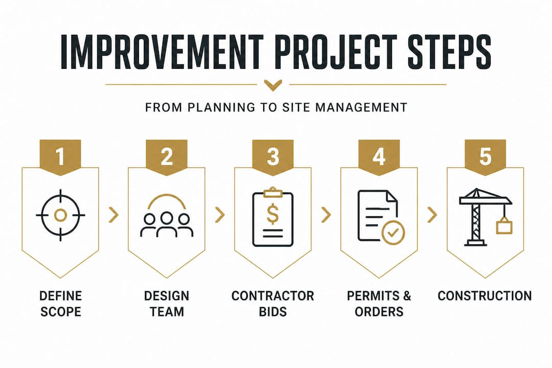 Infographic outlining leasehold improvement project steps