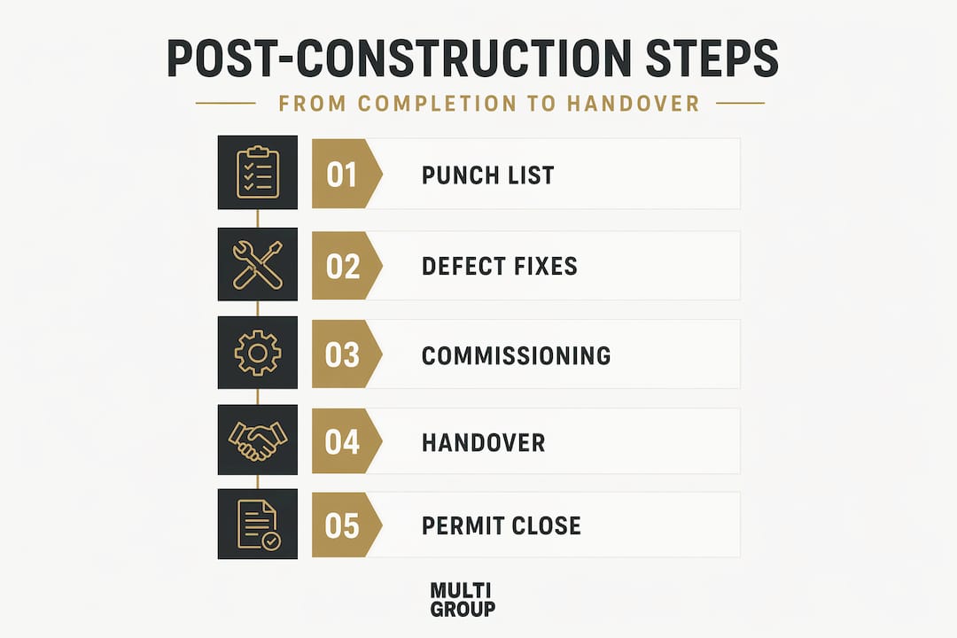 Infographic outlining post-construction service stages