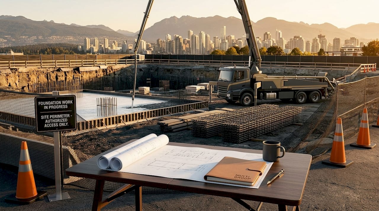 Residential construction site during site preparation