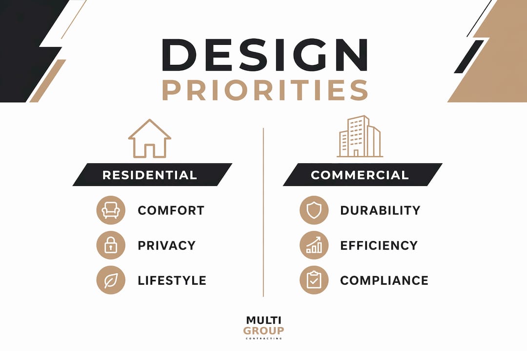 Infographic comparing residential and commercial design