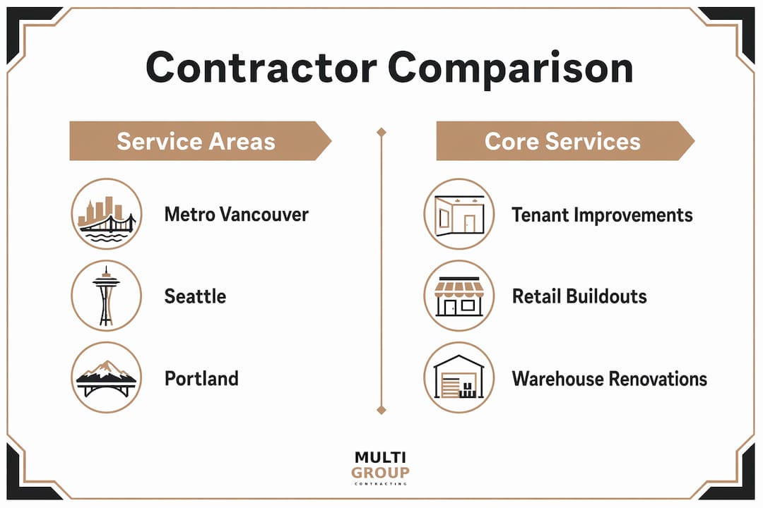 Infographic comparing top contractor services and service areas