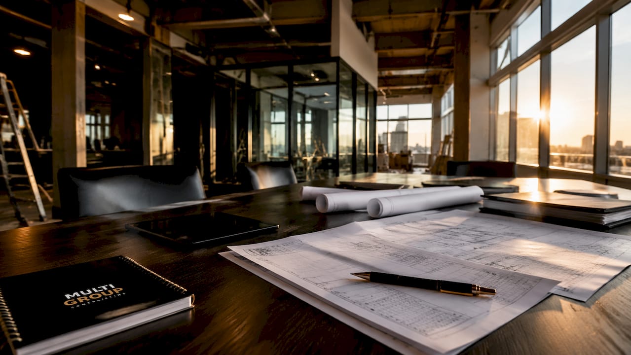 Office renovation project management tools on table
