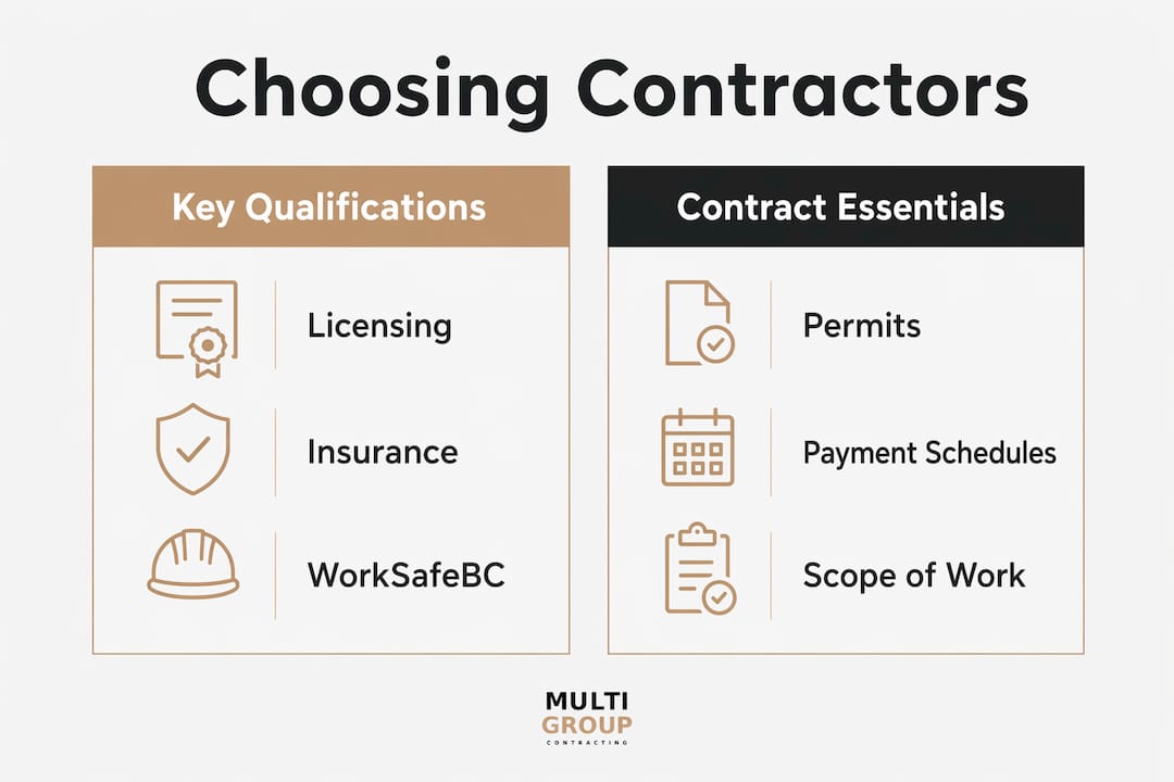 Infographic comparing key qualifications and contract essentials