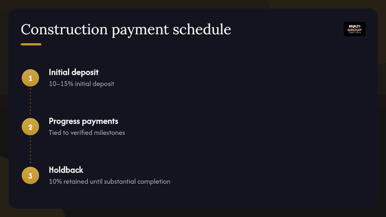 Diagram of typical BC residential construction payment schedule