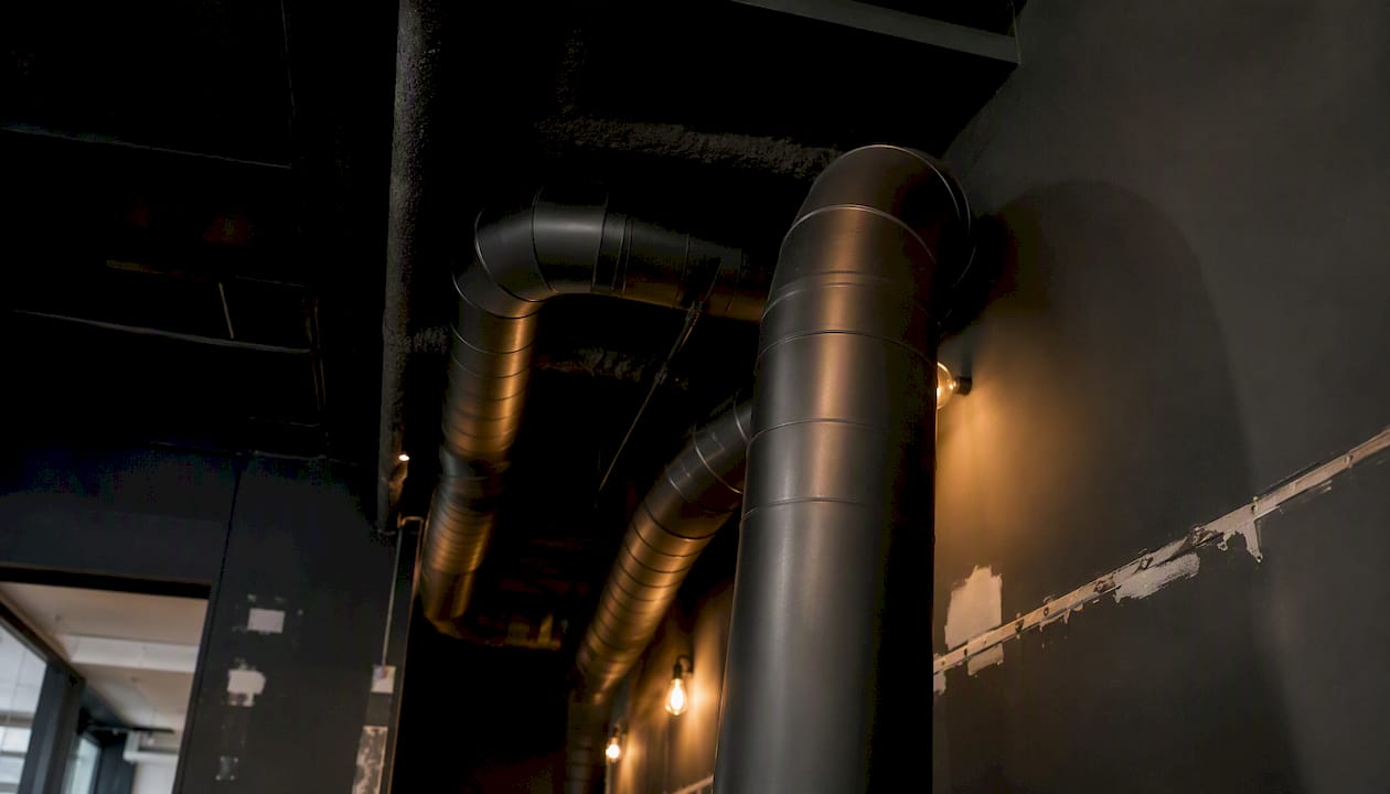 New ventilation duct installation in office space
