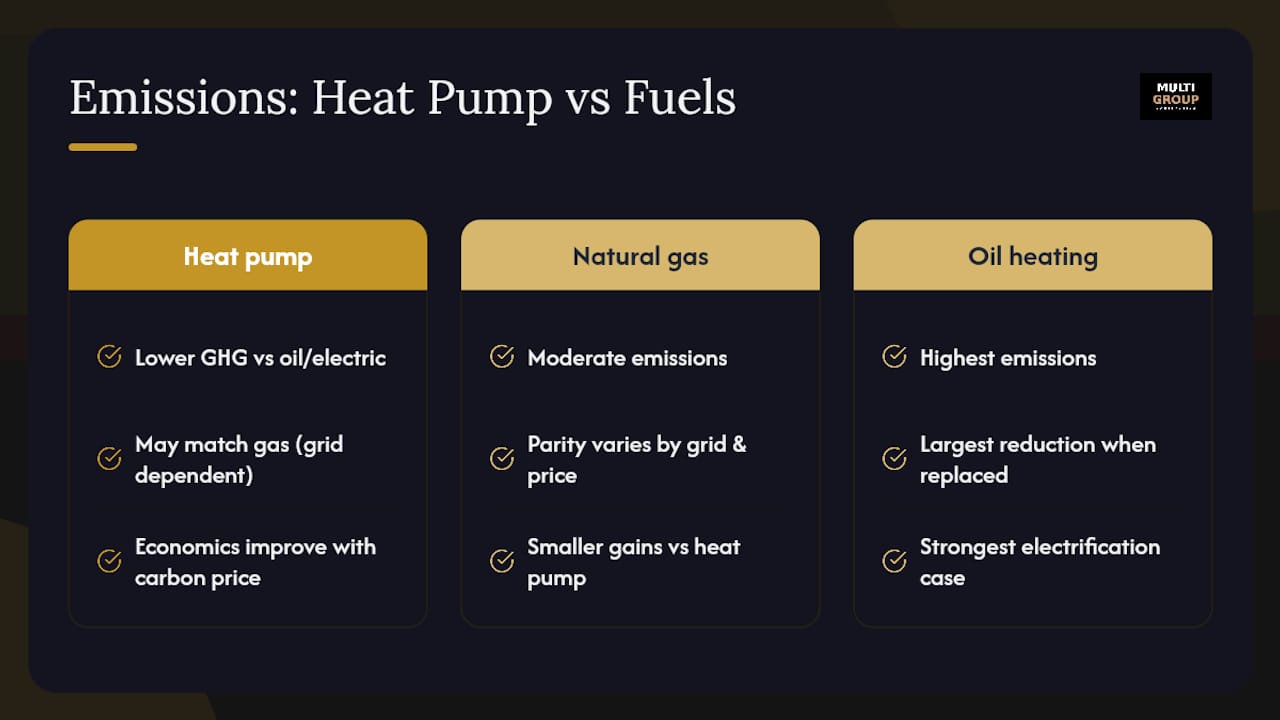 Diagram comparing emissions of heating systems