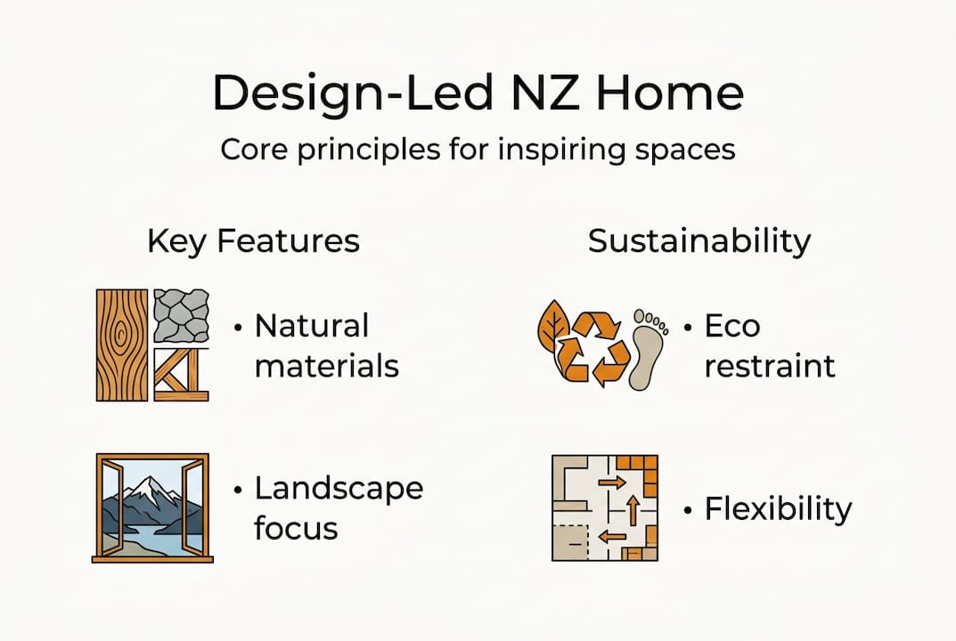 What is a design-led home? Transform your NZ space 3 Infographic showing NZ design-led home principles