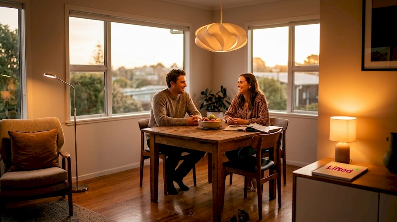 Guide to selecting lighting for striking New Zealand homes 2 Open-plan New Zealand lounge with layered lighting