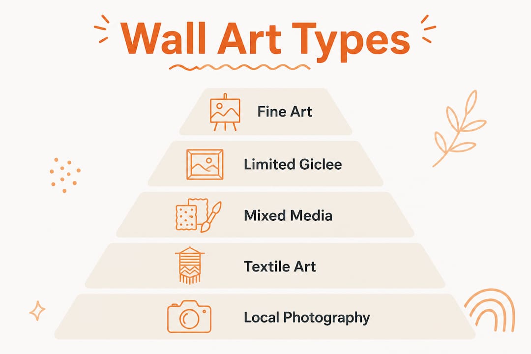 Artistic wall art: enhance your Kiwi home with unique style 2 Pyramid infographic of artistic wall art types