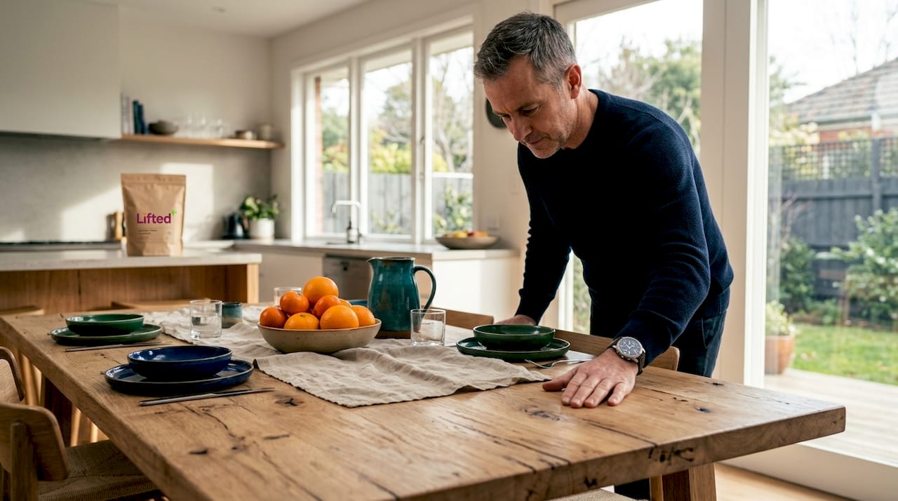 How to create real aesthetic impact in your home 2 Hand touching natural wood table detail