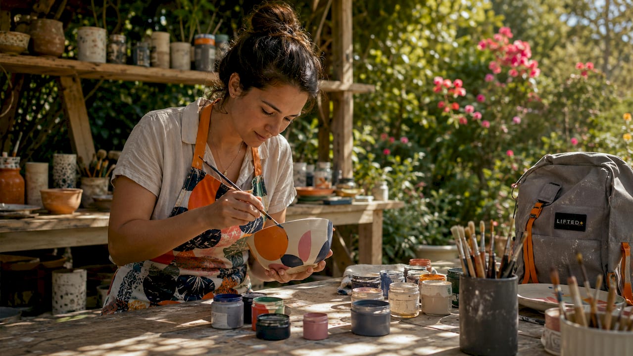 Artisan hand-painting limited edition pottery bowl