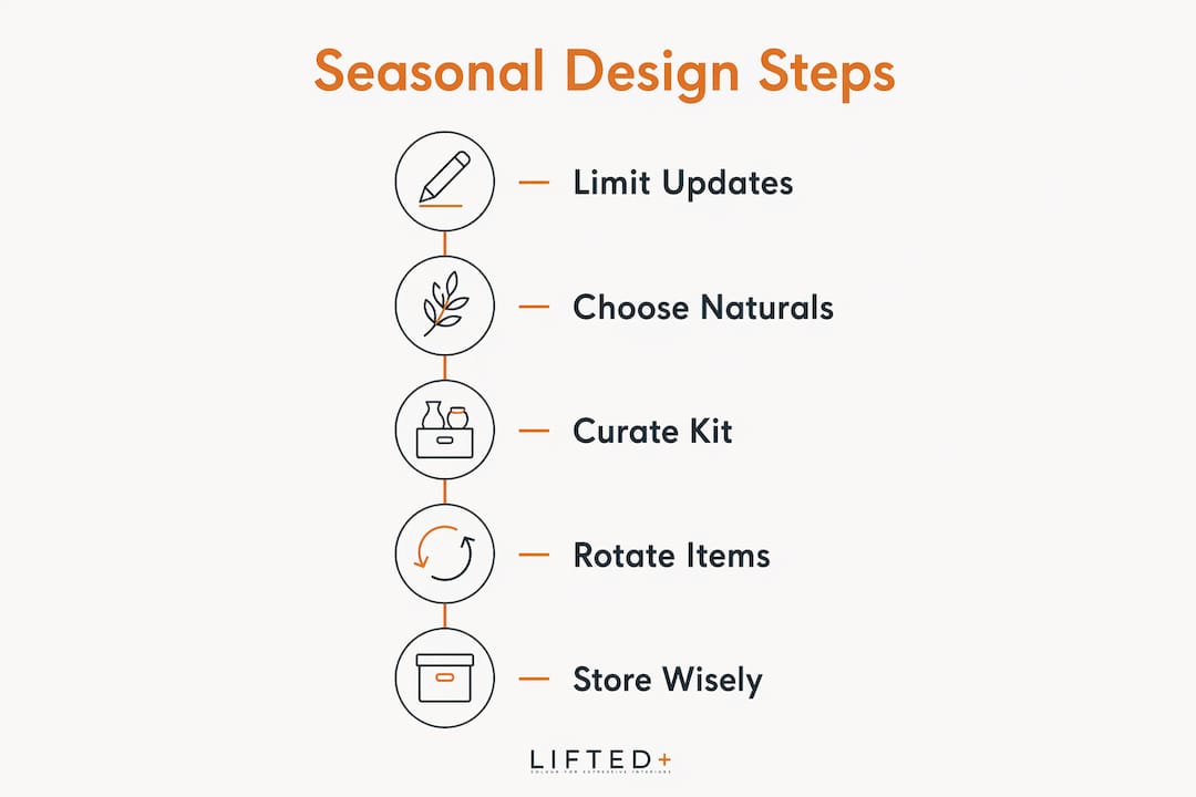 Why follow seasonal design trends for your home 3 Infographic illustrating sustainable seasonal design steps
